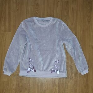 Lavender Fleece Sweatshirt with Bow Accents